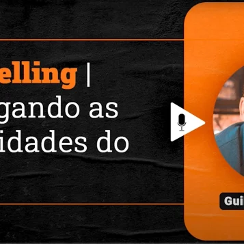 Podcast Papo de Vendedor episódio 13. Imagem nas cores laranja e preta, com a foto do convidado, Guilherme Miranda, à direita, e o título do episódio, à esquerda, SPIN Selling! Investigando as Necessidades do Cliente! feat Guilherme Miranda.