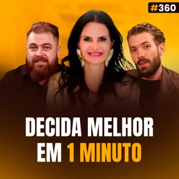 Capa do podcast Papo de Vendedor na cor amarela com a foto da convidada, Thaisa Clapham, ao centro. Ao lado dela, os hosts, Daniel Mestre e Leandro Munhoz. Abaixo, o título, na cor branca e amarela, Decida Melhor em 1 Minuto, sobre Pressão em Vendas.