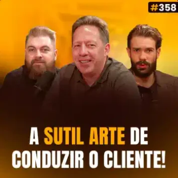 Capa do podcast Papo de Vendedor na cor amarela, com a foto do convidado Carlo Hauschild, ao centro, e a foto dos hosts, Leandro Munhoz e Daniel Mestre, um de cada lado. Abaixo, o título do episódio, O Erro que Destrói 80% dos Diagnósticos em Vendas! Sobre erros no levantamento de necessidades e metodologia Sandler.